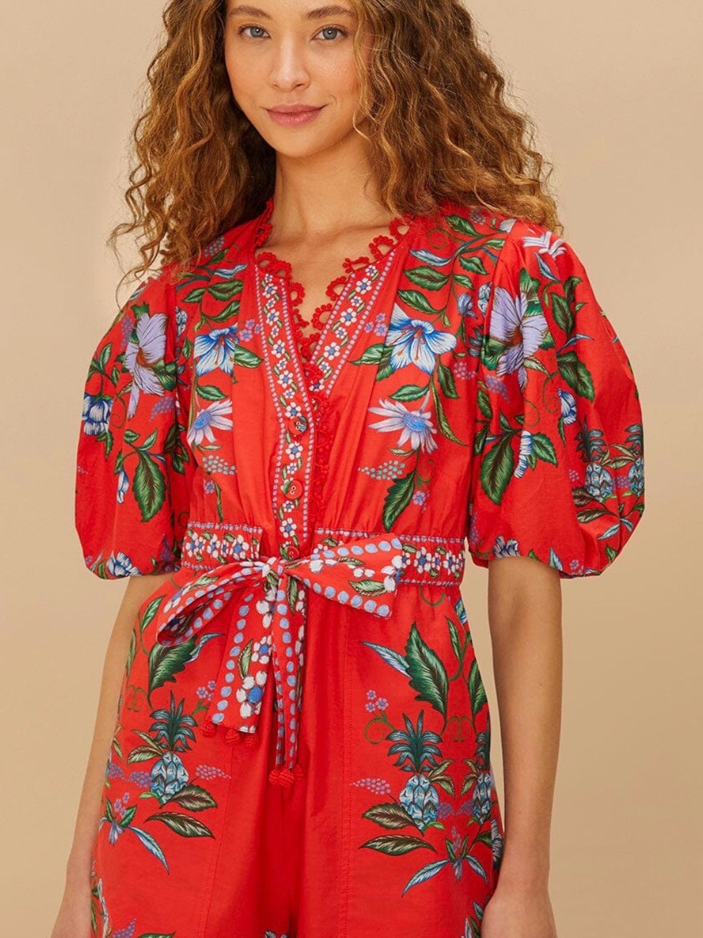 Red Sweet Bloom Bouquet Romper